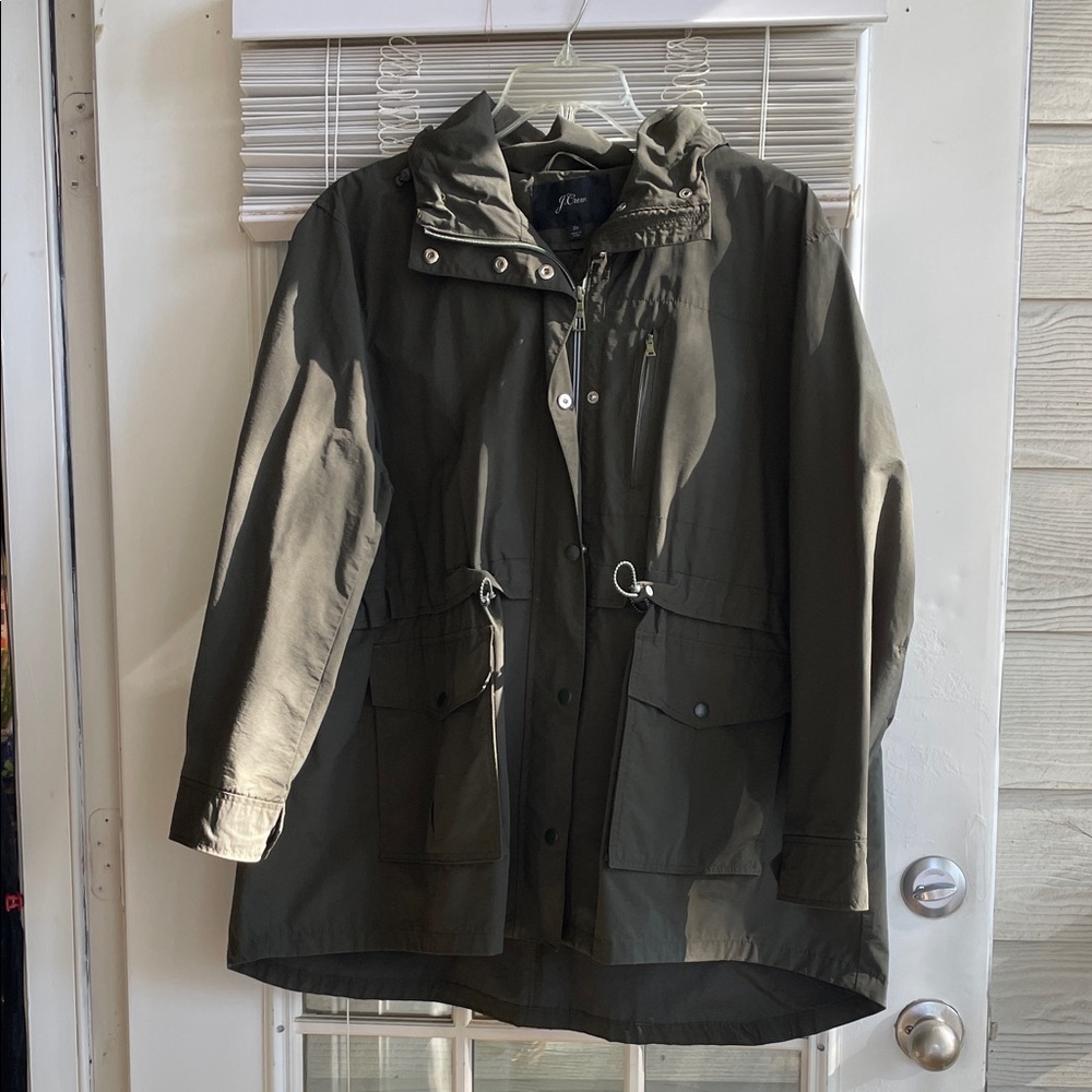 J. Crew Dark Olive Rain Jacket